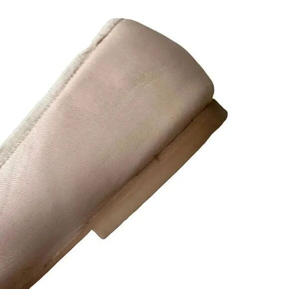 Saks Fifth Avenue Inez Leather Balllet Blush Pink Black Bow Flats Cap Toe Sz 10 - Picture 13 of 16